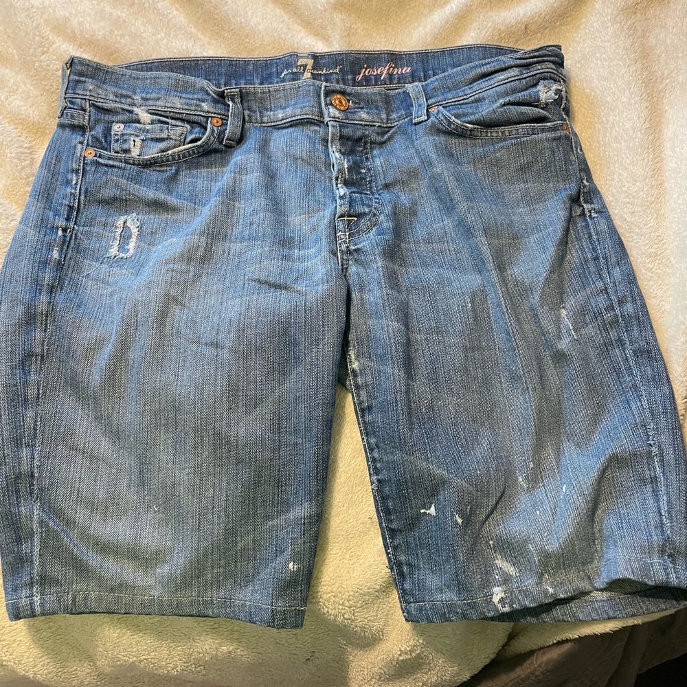 Distressed 7 For All Mankind Denim Shorts, Women’s Size 32